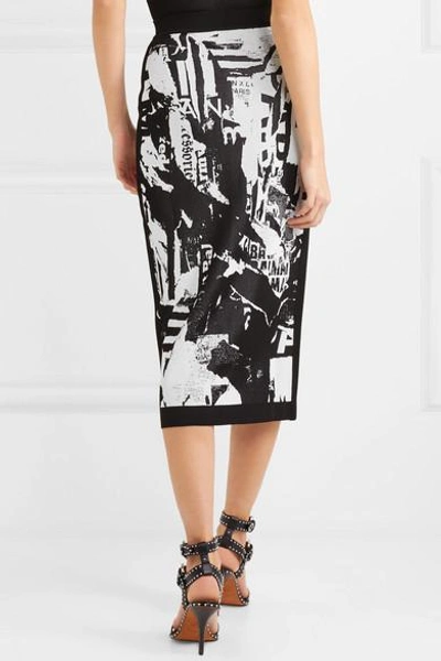 Shop Balmain Jacquard-knit Midi Skirt