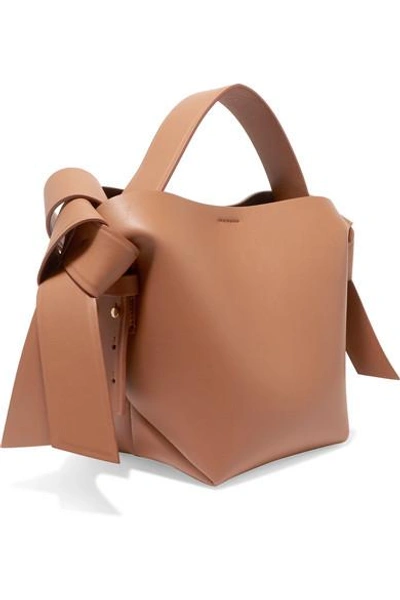 Shop Acne Studios Musubi Mini Knotted Leather Shoulder Bag In Tan