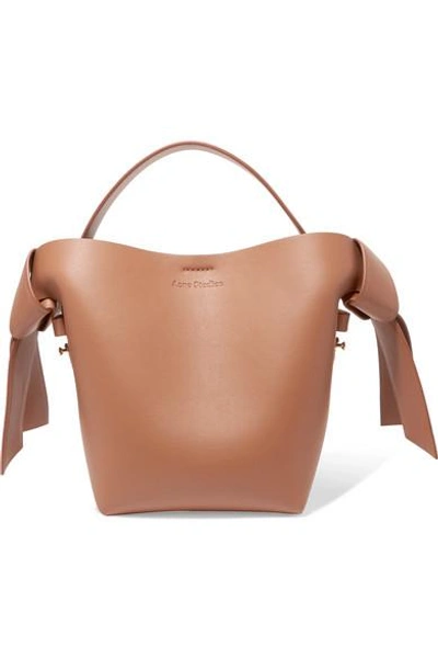 Shop Acne Studios Musubi Mini Knotted Leather Shoulder Bag In Tan