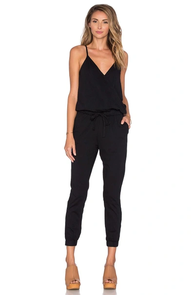 Shop Bobi Supreme Jersey Surplice Jumpsuit In Black