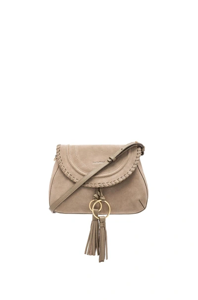 Shop See By Chloé Polly Leather & Suede Shoulder Bag In Gray