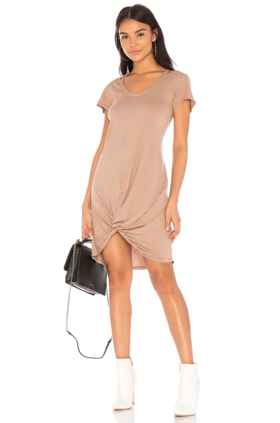 Shop Bobi Lightweight Jersey Short Sleeve Dress In Brown