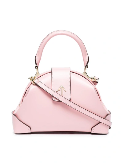 Shop Manu Atelier Pink Demi Leather Cross Body Bag