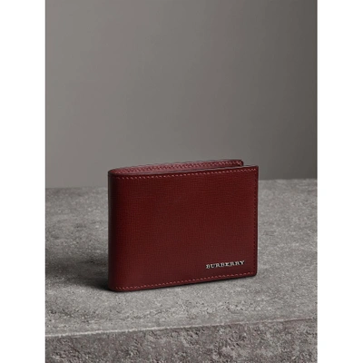 Burberry London Leather Bifold Wallet In Burgundy Red | ModeSens
