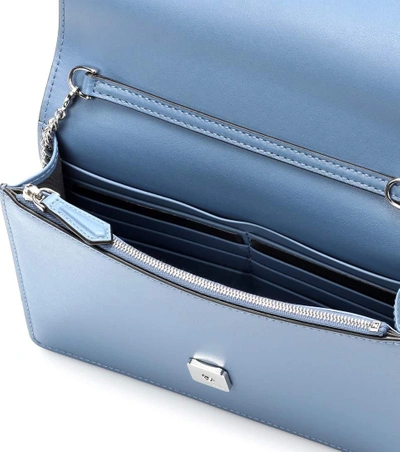 Shop Fendi Wallet On Chain Leather Shoulder Bag In Blue