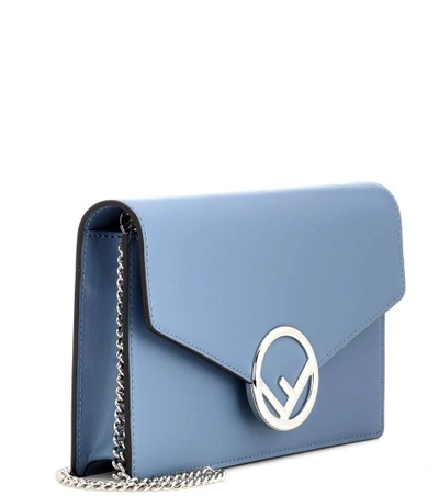 Shop Fendi Wallet On Chain Leather Shoulder Bag In Blue