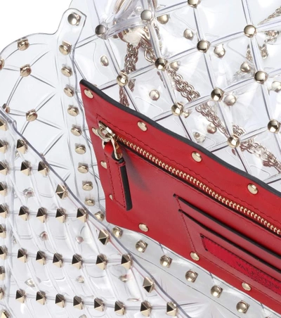 Shop Valentino Rockstud Spike Transparent Shoulder Bag In Neutrals