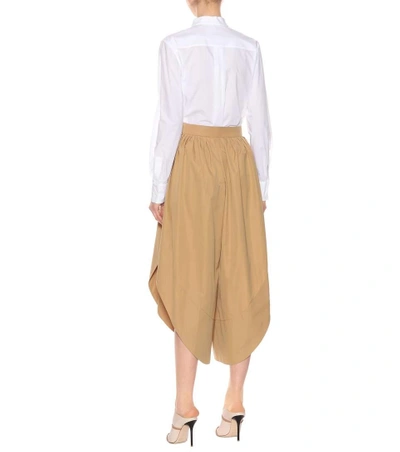 Shop Chloé Pleated Cotton Culottes In Beige