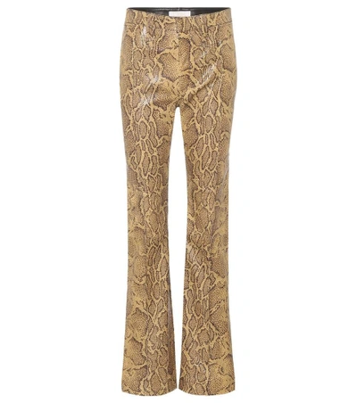 Shop Chloé Python-printed Leather Trousers In Brown