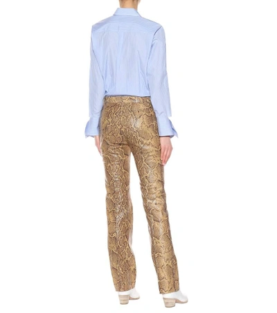 Shop Chloé Python-printed Leather Trousers In Brown