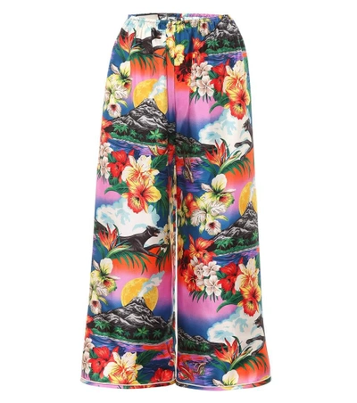 Shop Gucci Hawaiian Silk Wide-leg Trousers In Female