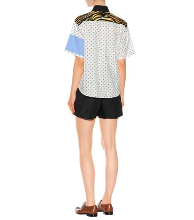 Shop Prada Printed Cotton Shirt In White