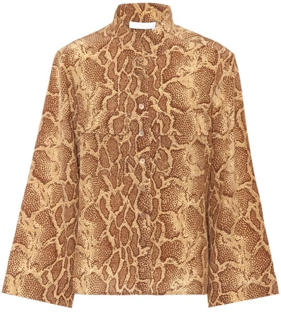 Shop Chloé Python-printed Silk Shirt In Gold