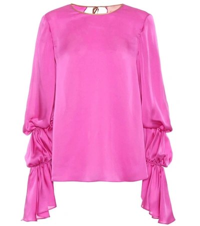 Shop Roksanda Nezu Silk Satin Top In Pink