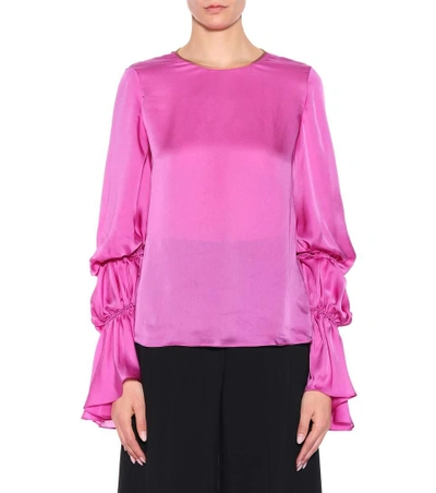 Shop Roksanda Nezu Silk Satin Top In Pink