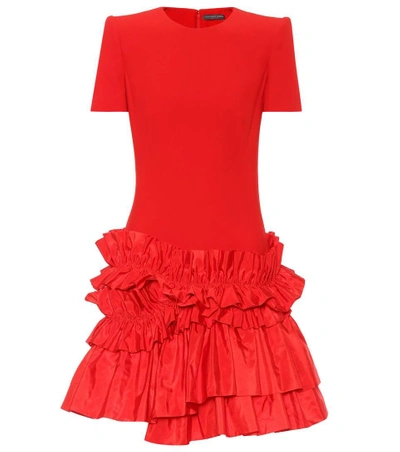 Shop Alexander Mcqueen Ruffled Crêpe Dress In Red