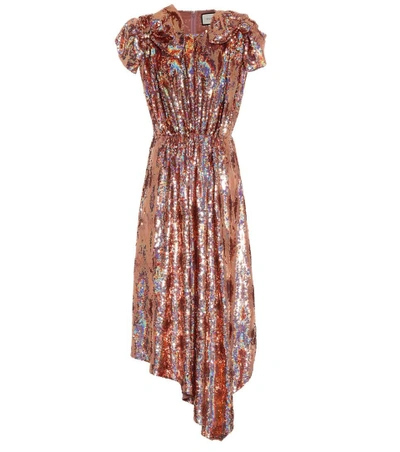 Shop Gucci Sequinned Silk Dress In Female