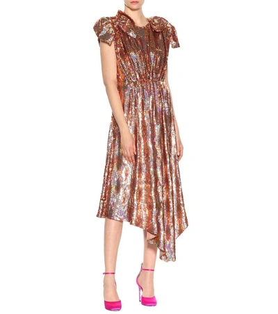 Shop Gucci Sequinned Silk Dress In Female