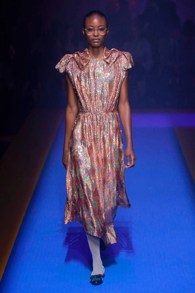 Shop Gucci Sequinned Silk Dress In Female
