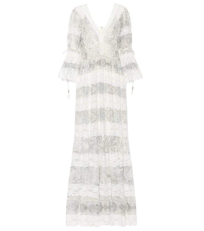 Shop Etro Cotton And Silk Lace Gown In White