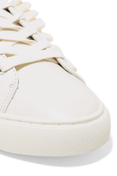 Shop Tory Burch Striped Leather Sneakers In White