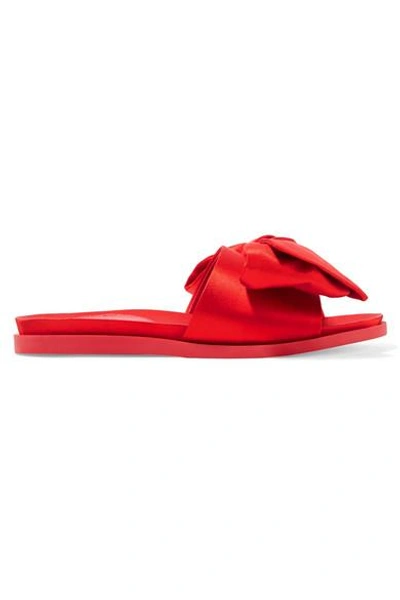 Shop Simone Rocha Bow-embellished Satin Slides In Red