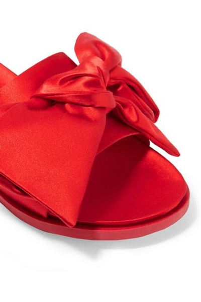Shop Simone Rocha Bow-embellished Satin Slides In Red