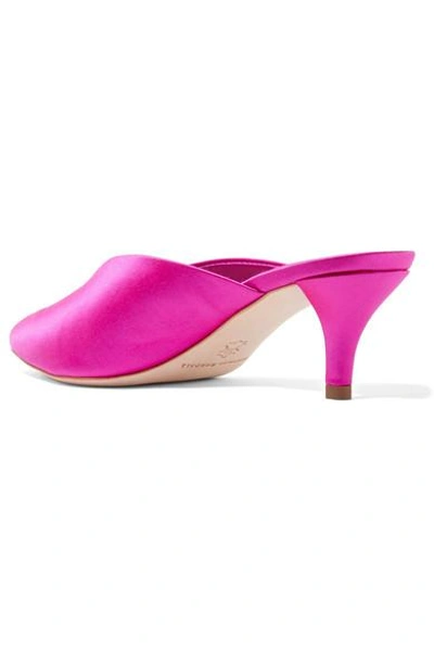 Shop Loeffler Randall Juno Satin Mules In Fuchsia