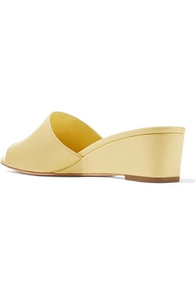 Shop Loeffler Randall Tilly Patent-leather Wedge Sandals In Pastel Yellow