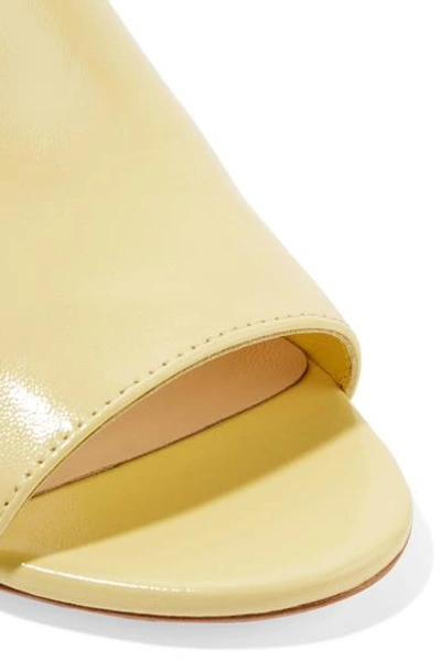Shop Loeffler Randall Tilly Patent-leather Wedge Sandals In Pastel Yellow
