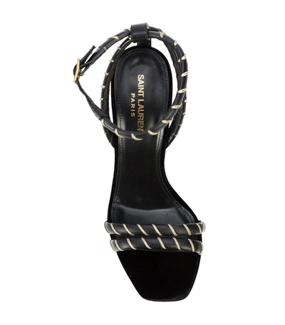 Shop Saint Laurent Black/gold Debbie Platform Heel Sandal