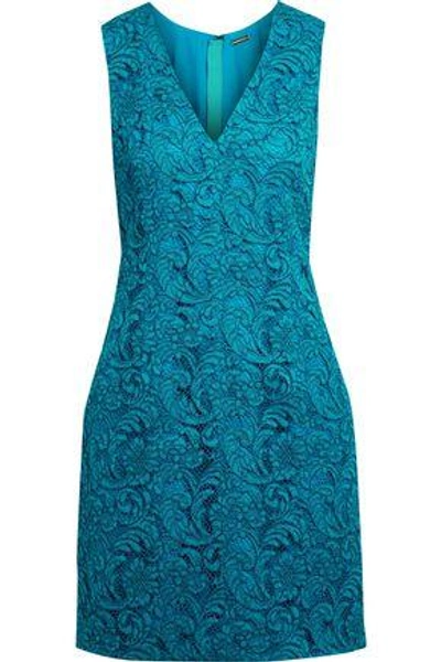 Shop Adam Lippes Woman Cotton-blend Guipure Lace Mini Dress Teal