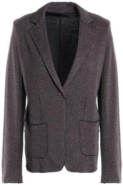 Shop Majestic Woman Frayed Cotton And Cashmere-blend Jacket Chocolate