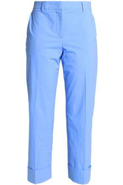 Shop Emilio Pucci Woman Cropped Stretch-cotton Tapered Pants Light Blue