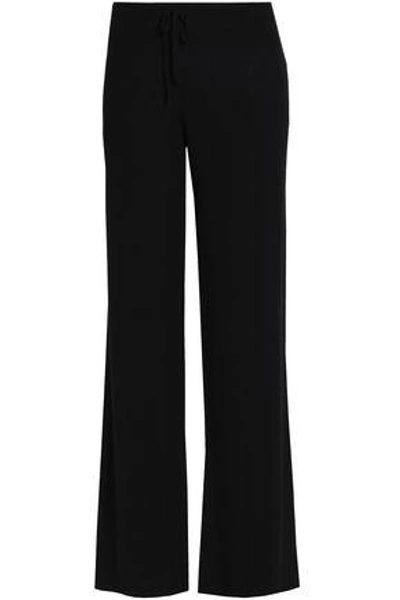 Shop Amanda Wakeley Woman Mélange Cashmere Track Pants Black