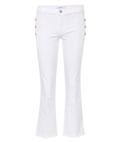 Shop J Brand Zion Mid-rise Cropped Bootcut Jeans In White