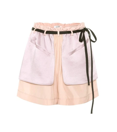 Shop Valentino Crêpe And Satin Shorts In Pink