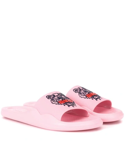 Shop Kenzo Printed Slides In Pink