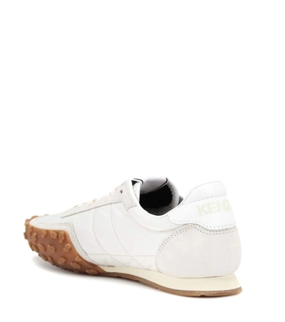 Shop Kenzo Move Suede-trimmed Sneakers In White