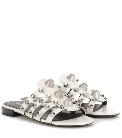 Shop Balenciaga Arena Leather Sandals In White