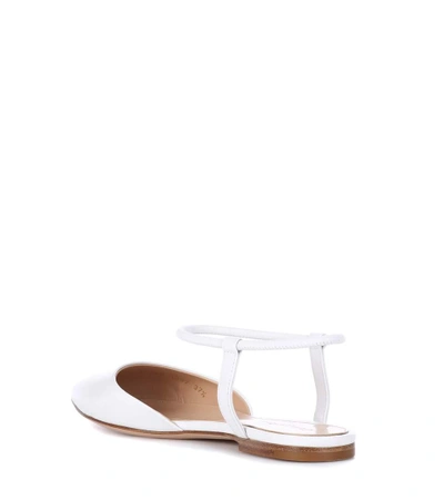 Shop Gianvito Rossi Hedy Leather Ballet Flats In White