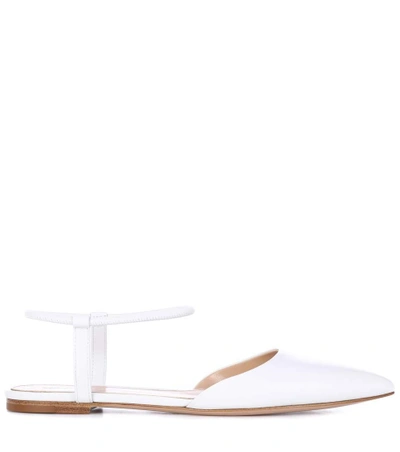 Shop Gianvito Rossi Hedy Leather Ballet Flats In White