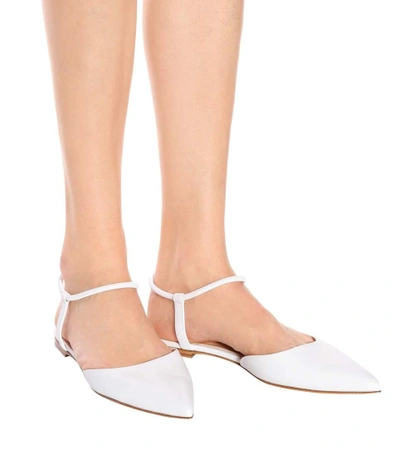 Shop Gianvito Rossi Hedy Leather Ballet Flats In White