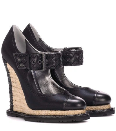 Shop Bottega Veneta Satin Espadrille Wedges In Black