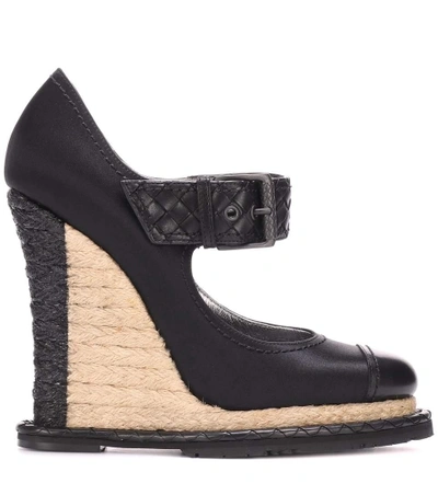 Shop Bottega Veneta Satin Espadrille Wedges In Black