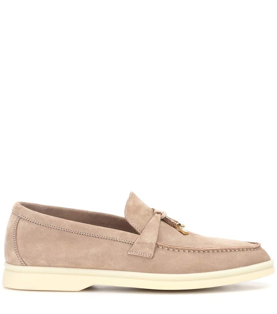 Loro Piana Summer Charms Walk Suede Loafers In Beige | ModeSens