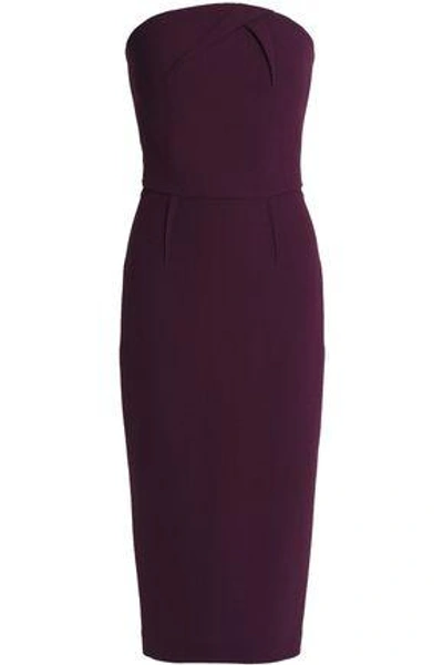 Shop Roland Mouret Woman Strapless Wool-crepe Dress Dark Purple