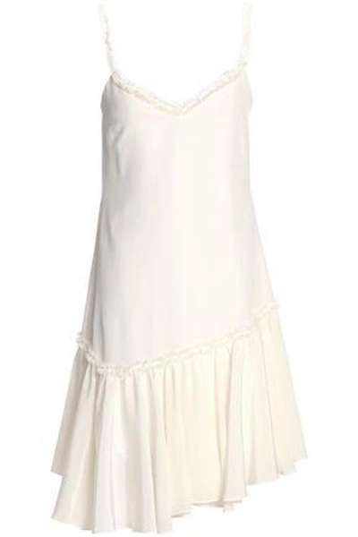 Shop Cinq À Sept Woman Castiel Frayed Ruffle-trimmed Silk Mini Dress Ivory