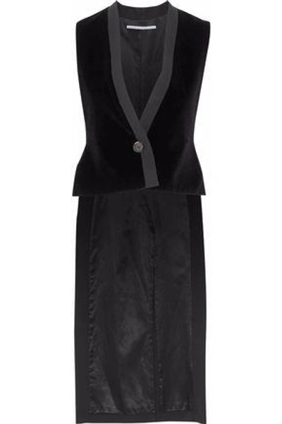 Shop Rosetta Getty Woman Asymmetric Twill-trimmed Velvet Vest Black