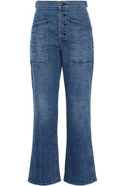 Shop Rta Woman Distressed High-rise Bootcut Jeans Mid Denim